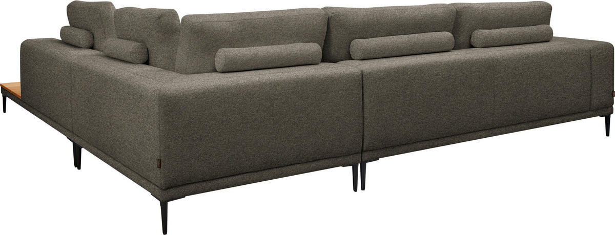 ECKSOFA  in Leinwand Dunkelbraun  318/271 cm  - Dunkelbraun/Schwarz, Design, Textil/Metall (318/271cm) - Belluti