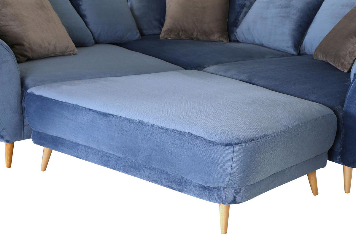 HOCKER Flachgewebe Hellblau  - Naturfarben/Hellblau, KONVENTIONELL, Textil (130/46/110cm) - Livetastic