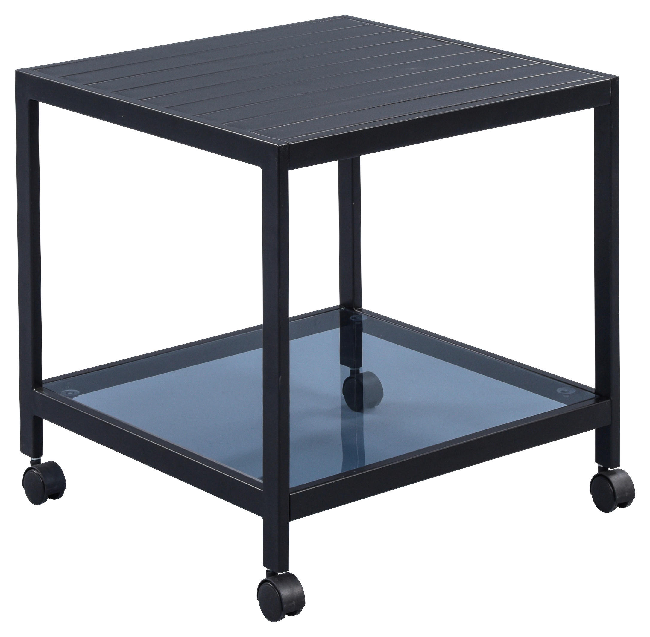 BEISTELLTISCH in Metall, Glas 50/50/50 cm  - Schwarz, KONVENTIONELL, Glas/Metall (50/50/50cm) - Livetastic