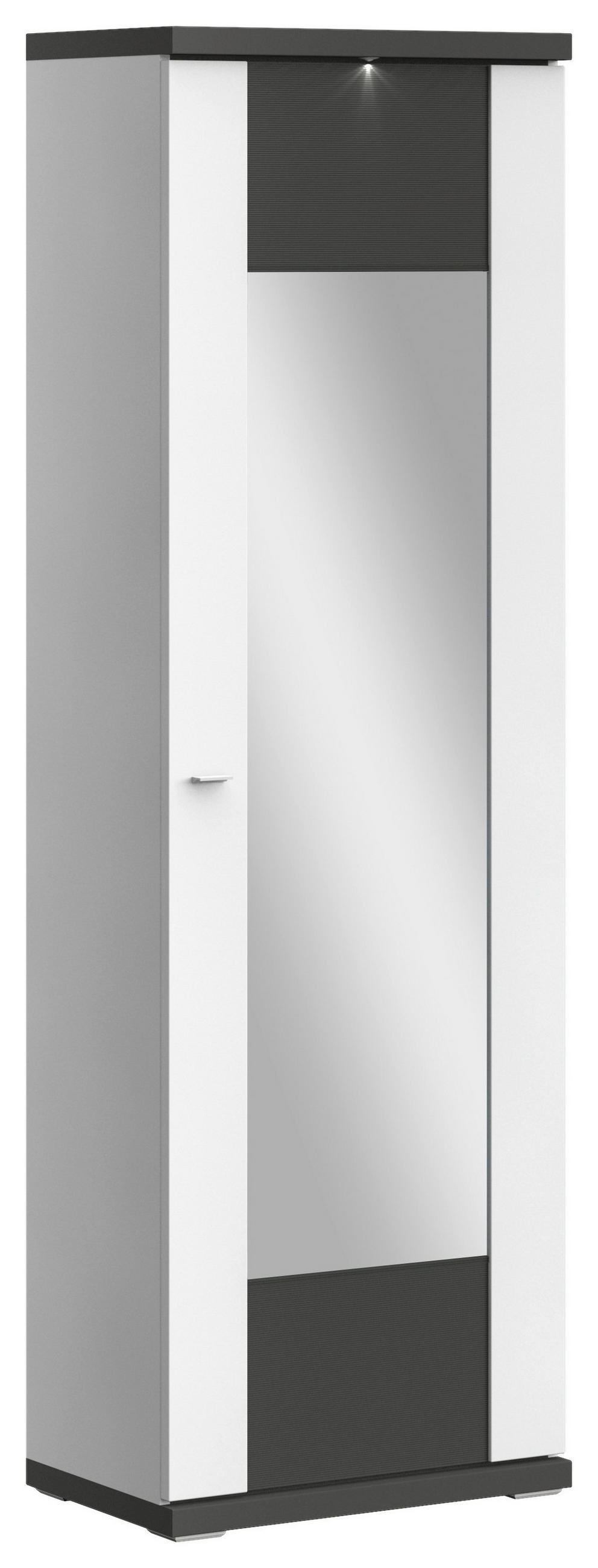 GARDEROBENSCHRANK Graphitfarben, Weiß - Chromfarben/Graphitfarben, Design, Glas/Holzwerkstoff (65/206,6/41,6cm) - Xora