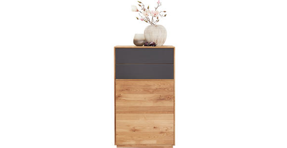 SCHUHSCHRANK 60/105/38 cm - Eichefarben/Anthrazit, Natur, Glas/Holz (60/105/38cm) - Valnatura
