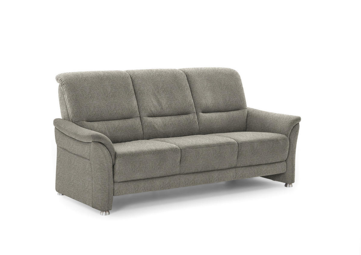 3-SITZER-SOFA Flachgewebe Schilfgrün  - Schilfgrün/Alufarben, Konventionell, Textil/Metall (198/96/93cm) - Beldomo Premium