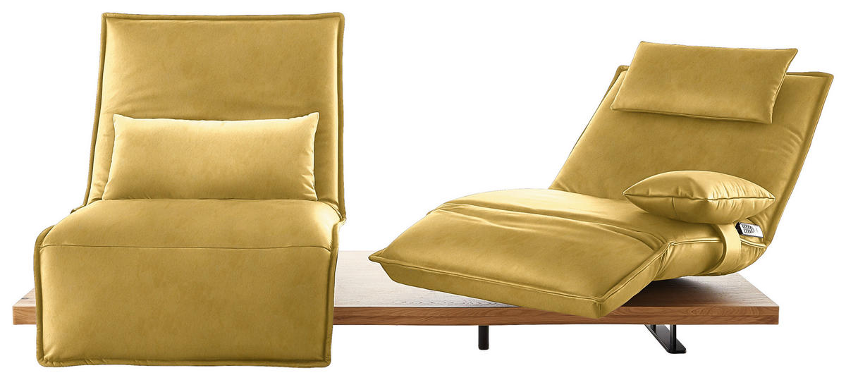 2-SITZER-SOFA in Echtleder Gelb  - Eichefarben/Gelb, Natur, Leder/Holz (240/63/115cm) - Koinor