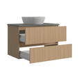 WASCHTISCHKOMBI 80 cm  - Eichefarben/Weiß, KONVENTIONELL, Keramik/Holzwerkstoff (80cm) - Xora