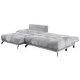 ECKSOFA in Chenille Grau  - Schwarz/Grau, MODERN, Textil/Metall (182/290cm) - Hom`in