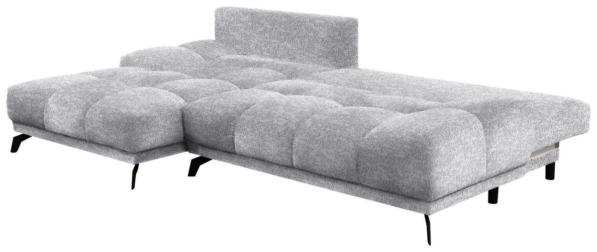 ECKSOFA in Chenille Grau  - Schwarz/Grau, Modern, Textil/Metall (182/290cm) - Hom`in