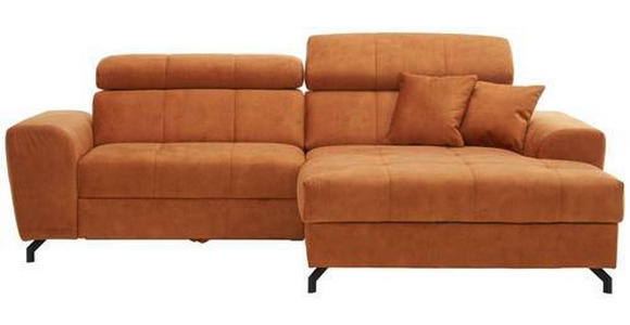 ECKSOFA in Velours Orange  - Schwarz/Orange, Design, Textil/Metall (267/181cm) - Carryhome