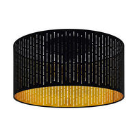 TAKLAMPA Varillas 47,5/24 cm  - svart/guldfärgad, Design, metall/textil (47,5/24cm) - Eglo