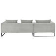 ECKSOFA  in Feincord Hellgrau  178/284 cm  - Hellgrau/Schwarz, KONVENTIONELL, Textil/Metall (178/284cm) - Hom`in