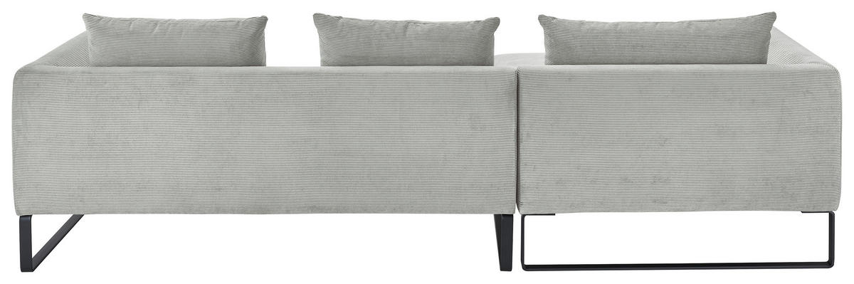 ECKSOFA in Feincord Hellgrau  - Hellgrau/Schwarz, Konventionell, Textil/Metall (178/284cm) - Hom`in