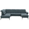 WOHNLANDSCHAFT in Echtleder Blaugrau  - Blaugrau/Schwarz, Design, Leder/Metall (206/336/181cm) - Beldomo Speed