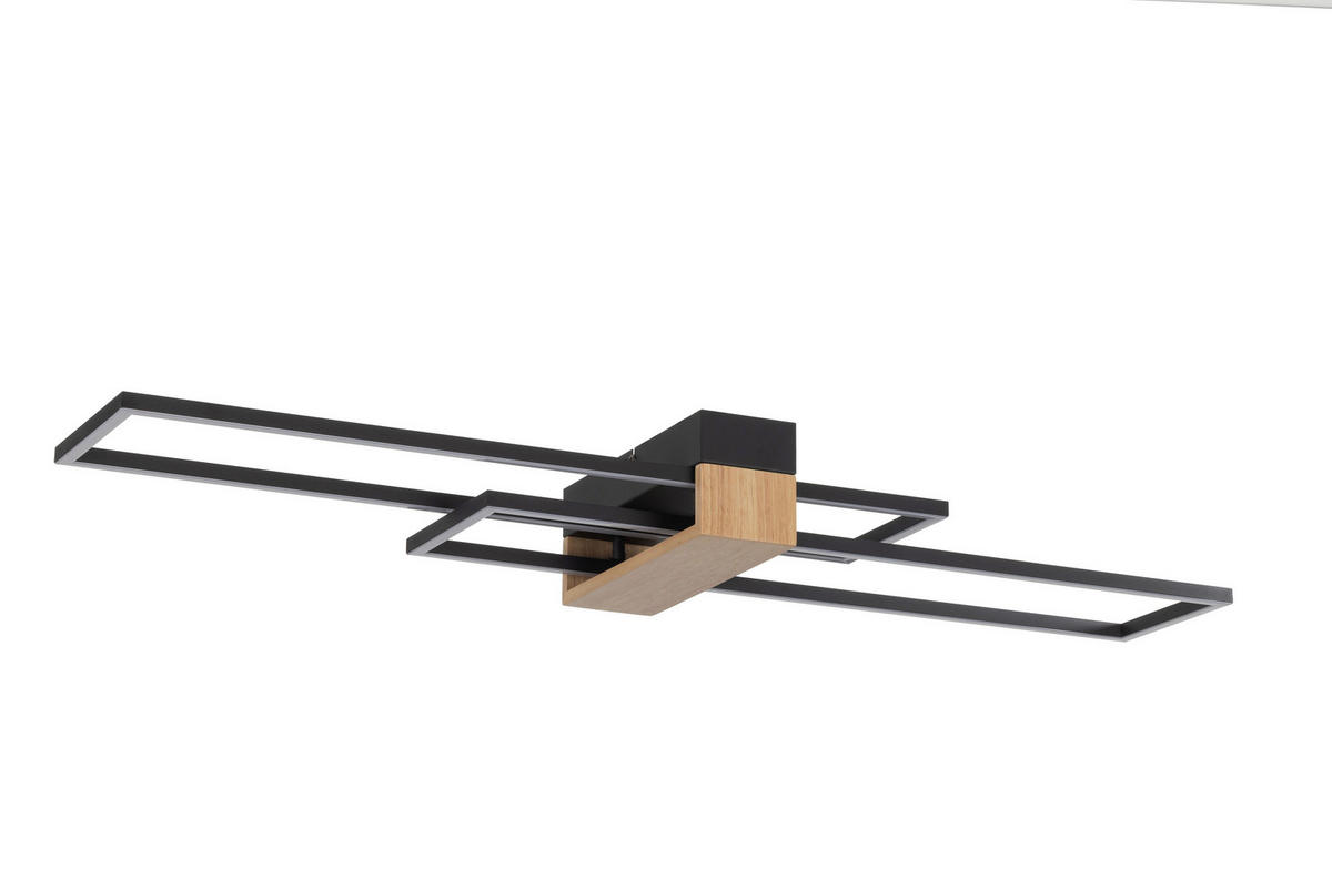 STROPNÍ LED SVÍTIDLO, 96,5/25/9 cm - černá, Basics, kov/dřevo (96,5/25/9cm) - Novel