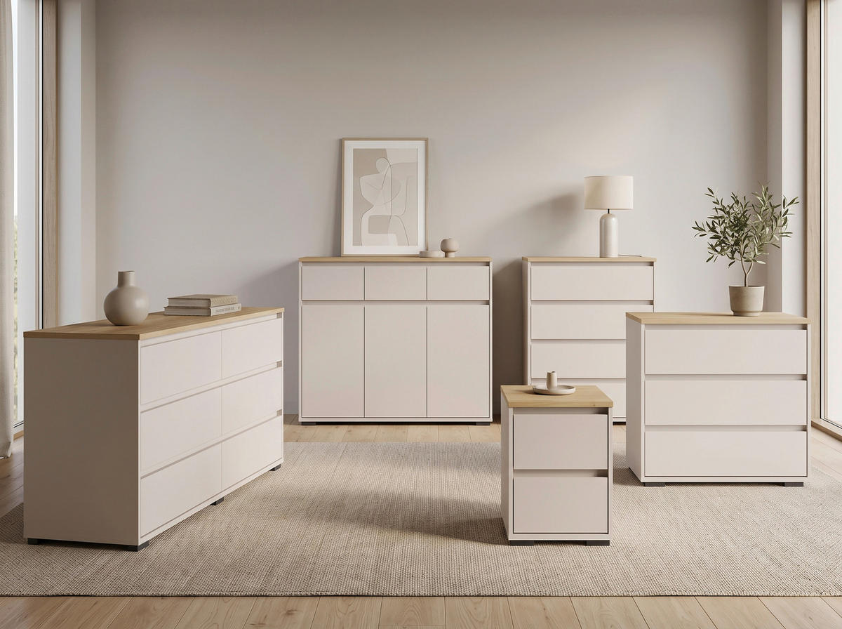 NACHTSCHRANK 40,1/54,8/48 cm  - Kaschmir/Eichefarben, Design, Holzwerkstoff/Kunststoff (40,1/54,8/48cm) - Carryhome