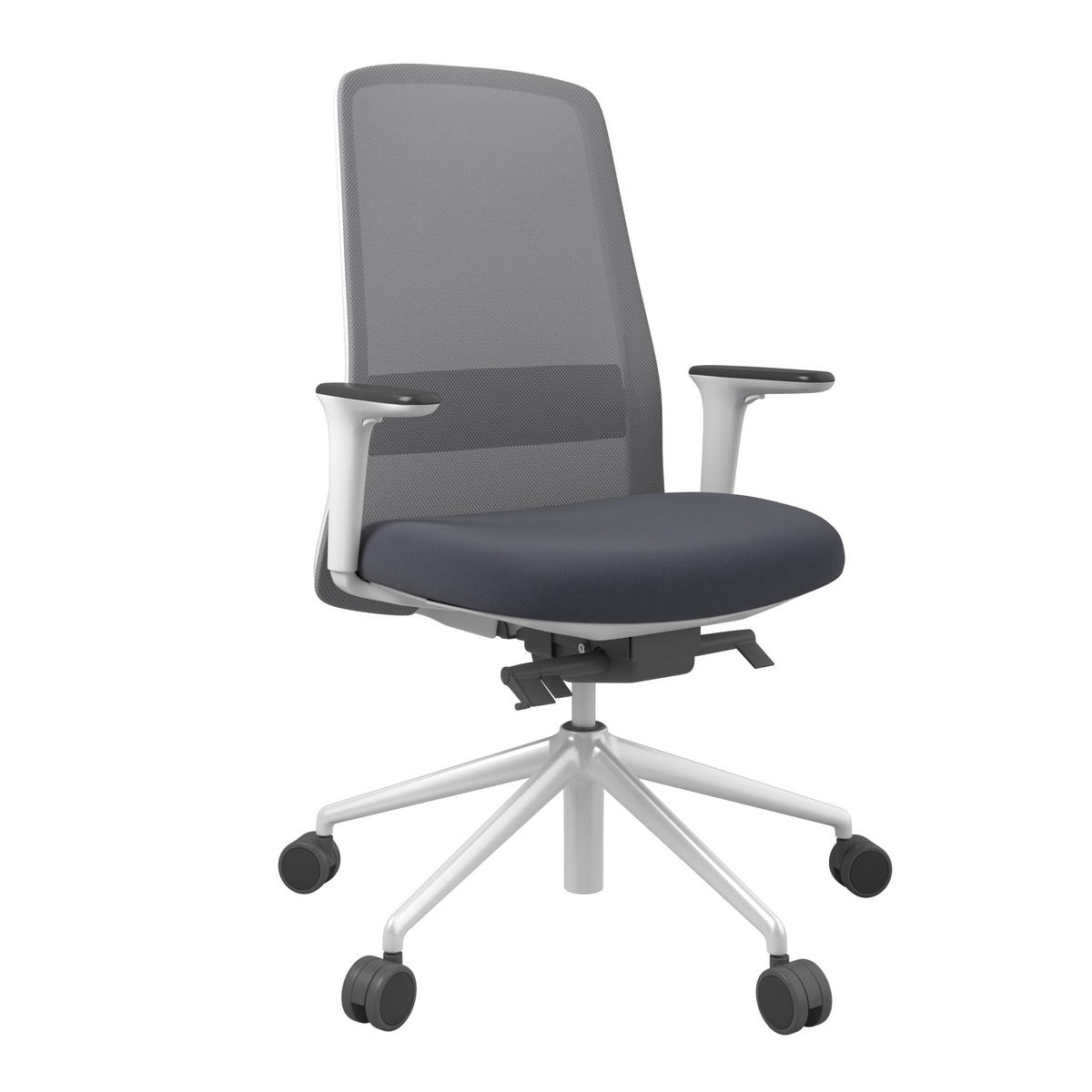 DREHSTUHL Grau, Weiß, Dunkelblau  - Weiß/Dunkelblau, MODERN, Kunststoff/Textil (70/103-115/70cm)