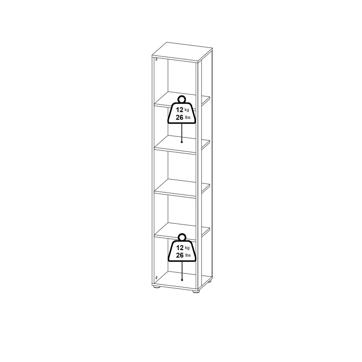 REGAL Grau, Eichefarben  - Eichefarben/Grau, MODERN, Holzwerkstoff (40,8/204,7/34,4cm) - MID.YOU