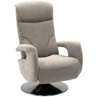 RELAXSESSEL Chenille, Mikrofaser Relaxfunktion, Kopfteilverstellung    - Chromfarben/Hellbraun, Design, Textil/Metall (71/110/83cm) - Dieter Knoll