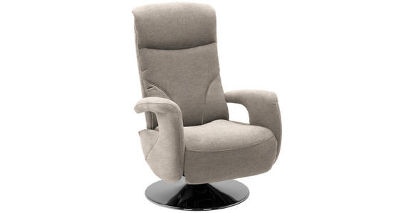 RELAXSESSEL Chenille, Mikrofaser Relaxfunktion, Kopfteilverstellung    - Chromfarben/Hellbraun, Design, Textil/Metall (71/110/83cm) - Dieter Knoll