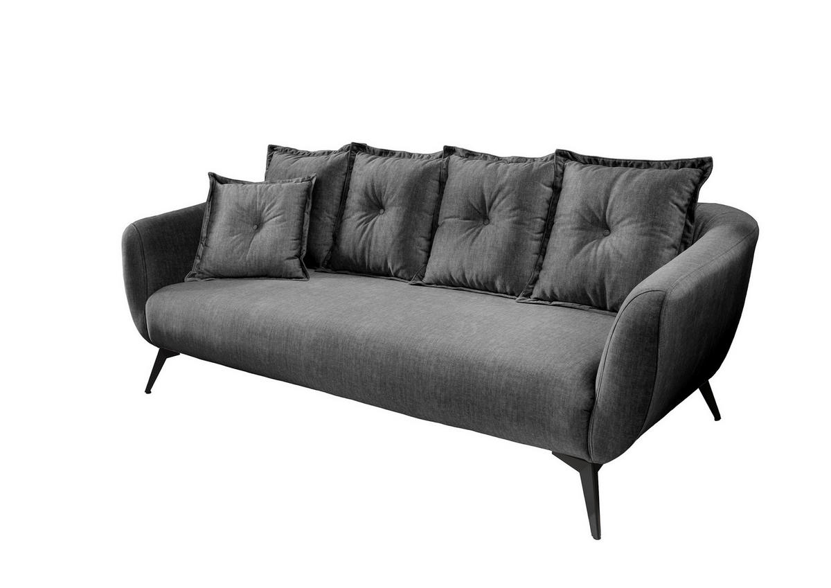 3-SITZER-SOFA Velours Grau  - Schwarz/Grau, MODERN, Holz/Textil (236/94/103cm) - Livetastic