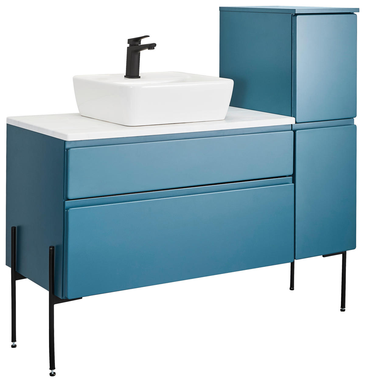 WASCHBECKENUNTERSCHRANK 90/55/47 cm  - Weiss/Dunkelblau, Modern, Holzwerkstoff (90/55/47cm) - Welnova