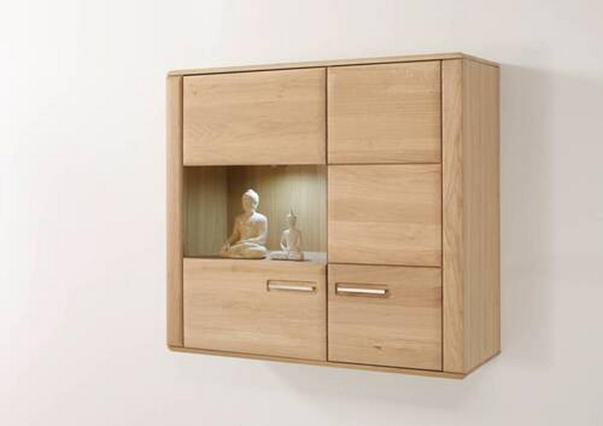 HÄNGEVITRINE in Eichefarben   - Eichefarben/Silberfarben, Design, Glas/Holz (107/98/38cm) - Livetastic