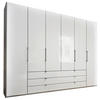 KLEIDERSCHRANK 300/216/58 cm 6-türig Grau, Weiß  - Schieferfarben/Weiß, KONVENTIONELL, Glas/Holzwerkstoff (300/216/58cm) - Novel