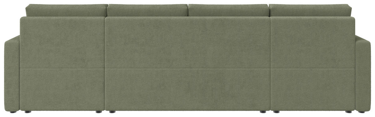 WOHNLANDSCHAFT Salbeigrün Cord  - Salbeigrün/Schwarz, KONVENTIONELL, Kunststoff/Textil (152/290/152cm) - Ti'me