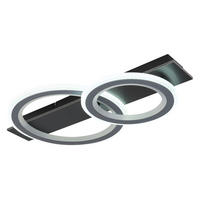 LED-DECKENLEUCHTE 63/37/8 cm   - Opal/Hellgrau, Design, Kunststoff/Metall (63/37/8cm) - Globo