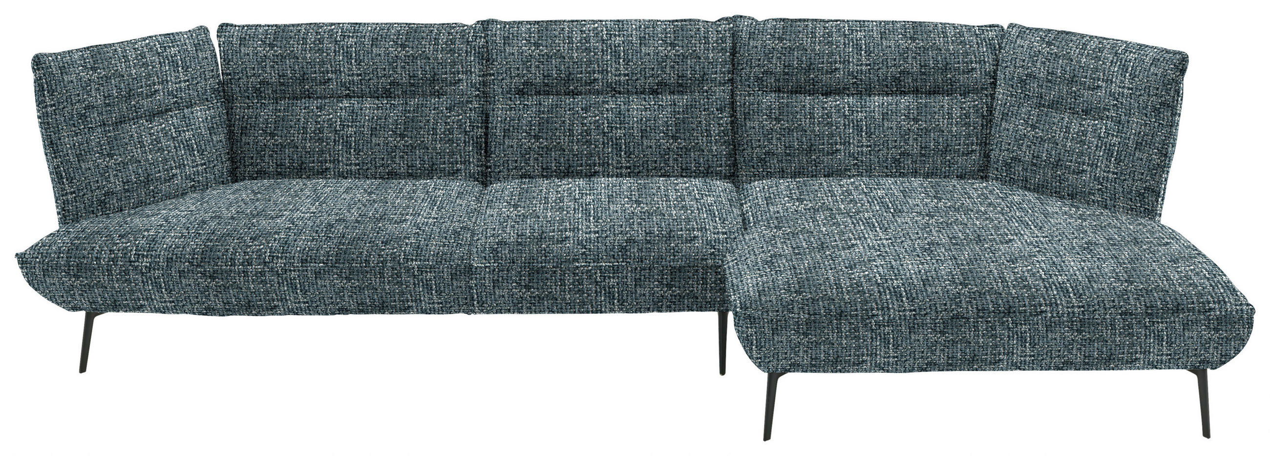 ECKSOFA in Flachgewebe Blaugrau  - Blaugrau/Schwarz, Design, Textil/Metall (339/153cm) - Moderano