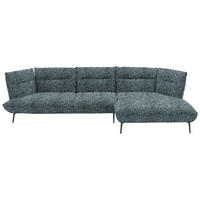 ECKSOFA in Flachgewebe Blaugrau  - Blaugrau/Schwarz, Design, Textil/Metall (339/153cm) - Moderano
