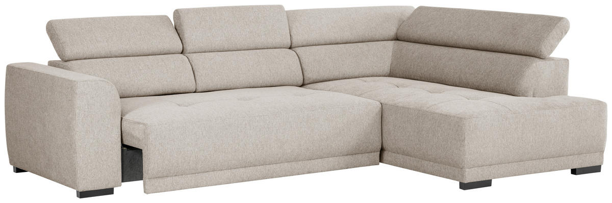 ECKSOFA Greige Struktur  - Greige/Schwarz, Design, Kunststoff/Textil (284/205cm) - Xora