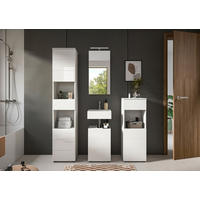 BADEZIMMER 4-teilig  in 114 cm  - Weiß Hochglanz/Schwarz, MODERN, Holzwerkstoff/Kunststoff (114cm) - MID.YOU