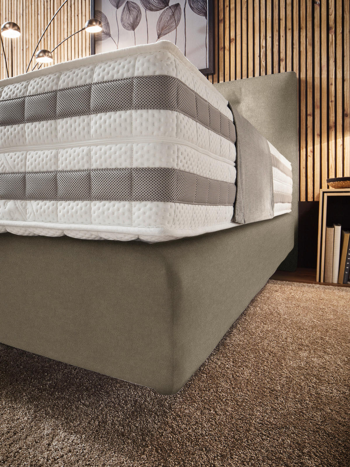 BOXSPRINGBETT 200/200 cm  in Schlammfarben  - Schlammfarben, KONVENTIONELL, Holz/Textil (200/200cm) - Dieter Knoll