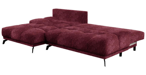 ECKSOFA in Chenille Dunkelrot  - Schwarz/Dunkelrot, MODERN, Textil/Metall (182/290cm) - Hom`in