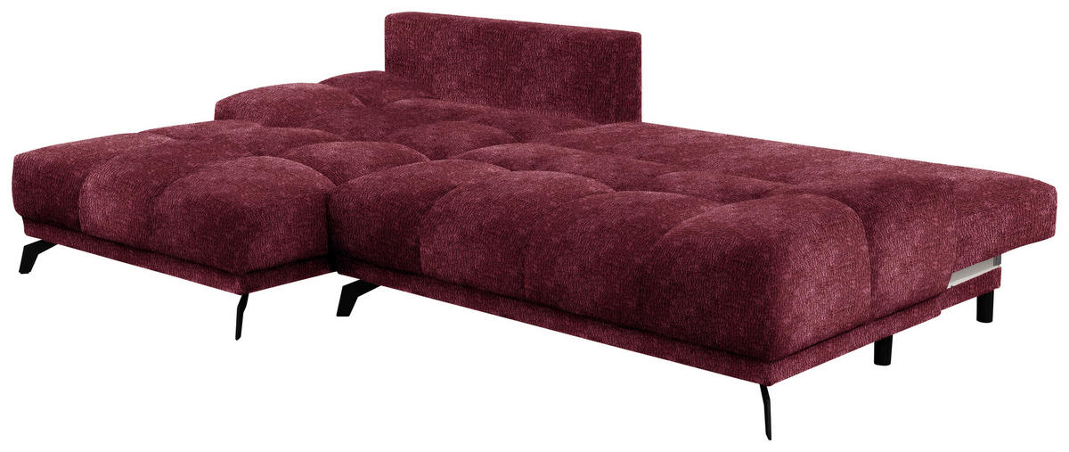 ECKSOFA Dunkelrot Chenille  - Schwarz/Dunkelrot, MODERN, Textil/Metall (182/290cm) - Hom`in