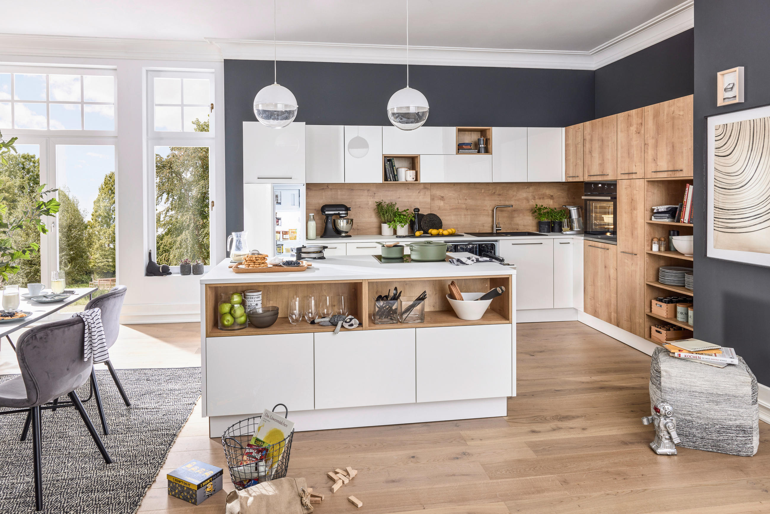 EINBAUKÜCHE NOVA LACK  - Eichefarben/Weiß, Design, Holzwerkstoff - Nolte Küchen