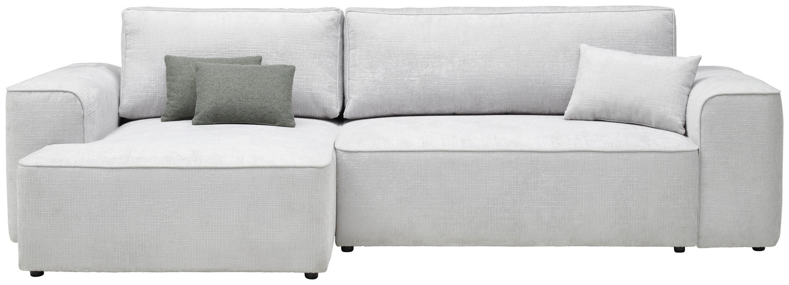 ECKSOFA Grau Plüsch  - Blaugrau/Schwarz, Design, Kunststoff/Textil (152/288cm) - Xora