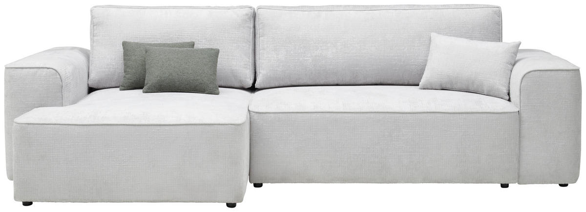 ECKSOFA in Plüsch Grau  - Blaugrau/Schwarz, Design, Kunststoff/Textil (152/288cm) - Xora