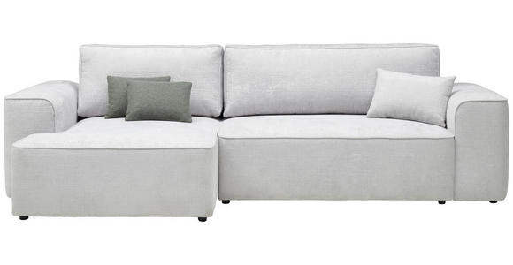 ECKSOFA in Plüsch Grau  - Blaugrau/Schwarz, Design, Kunststoff/Textil (152/288cm) - Xora