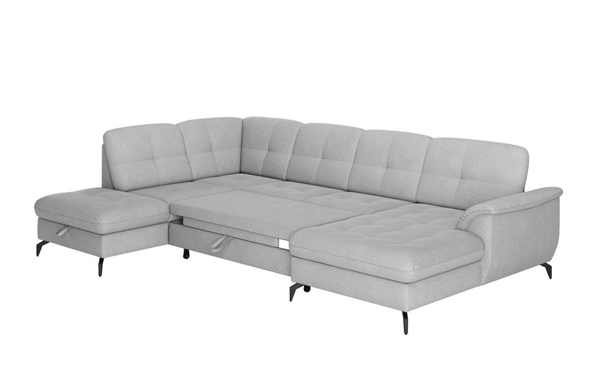 WOHNLANDSCHAFT in Flachgewebe Grau  - Schwarz/Grau, Modern, Textil/Metall (212/319/164cm) - Sit & More