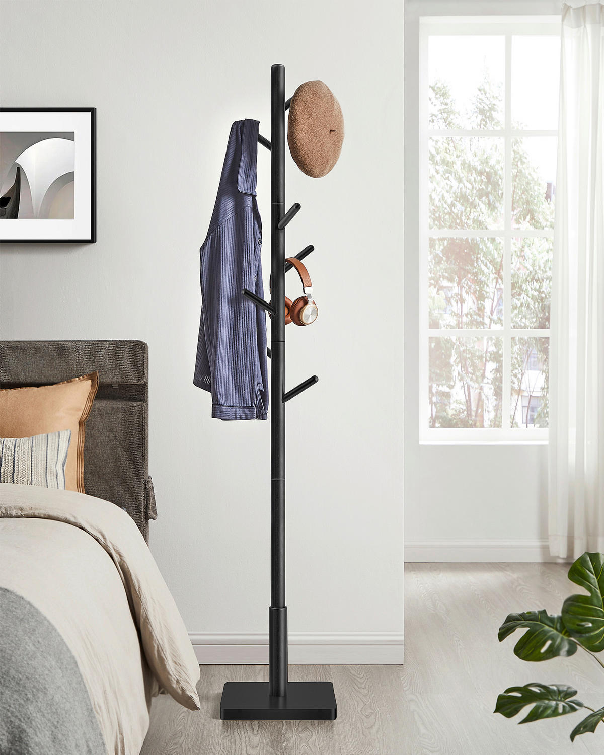 VEŠIAK NA ODEVY - čierna, Basics, kompozitné drevo (30/176/30cm)