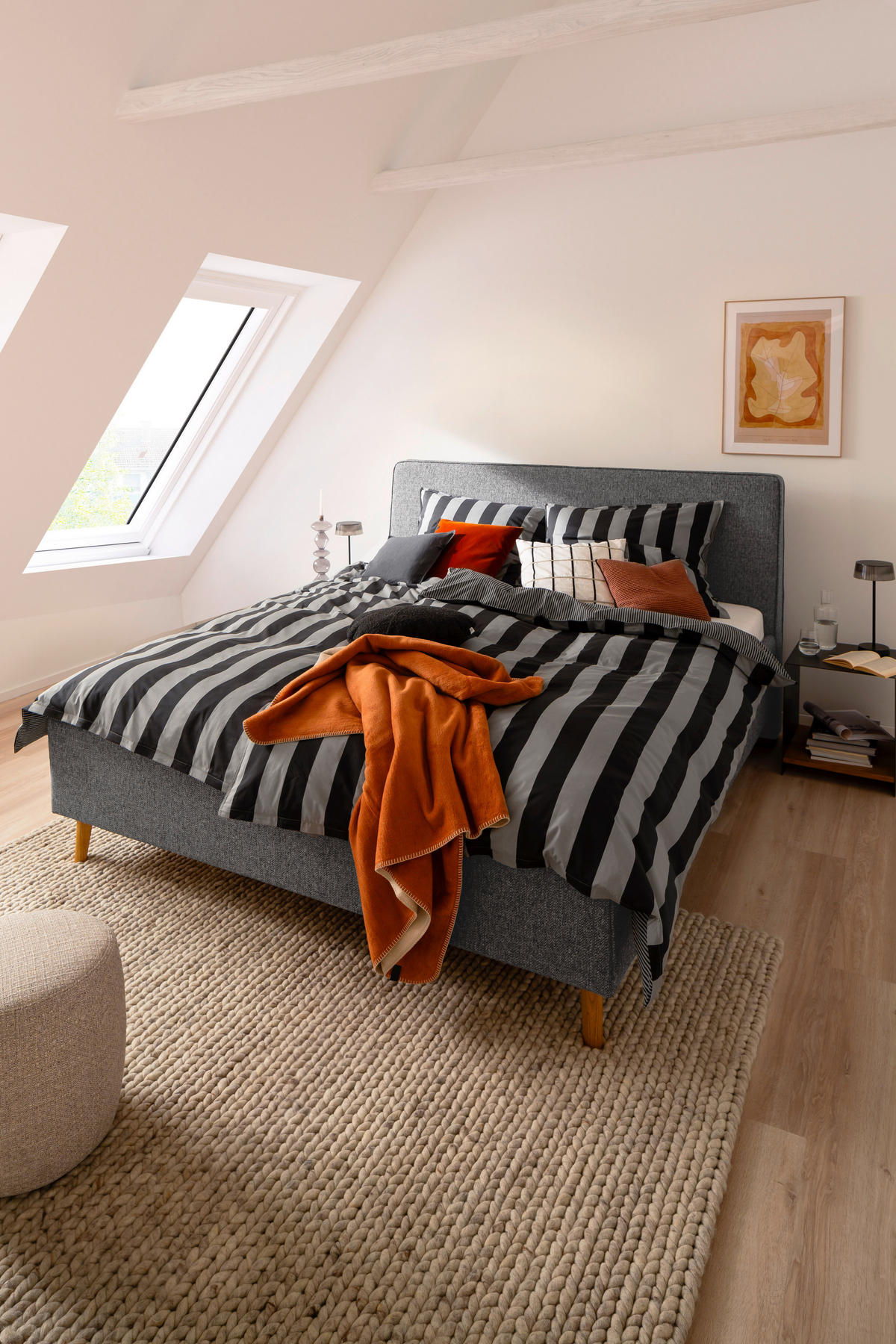 POLSTERBETT MADRID 180/200 cm  in Grau  - Eichefarben/Grau, Design, Holz/Textil (180/200cm) - Schöner Wohnen