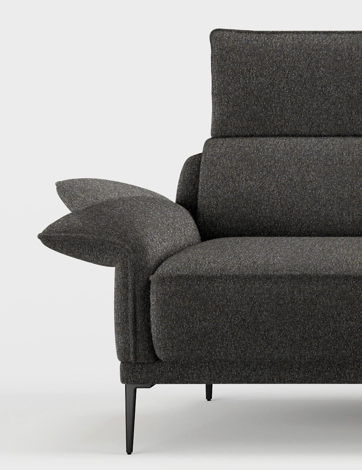 ECKSOFA in Bouclé Dunkelgrau  330/186 cm  - Dunkelgrau/Schwarz, Design, Textil/Metall (330/186cm) - Johann Jakob