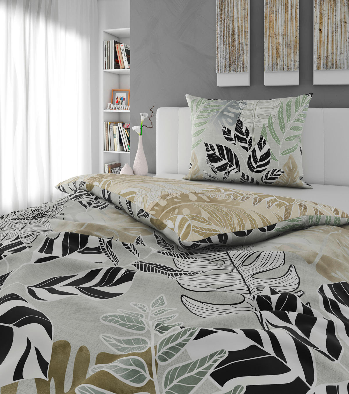 WENDEBETTWÄSCHE 2-teilig Satin 140/200 cm  - Elfenbein, KONVENTIONELL, Textil (140/200cm) - Esposa