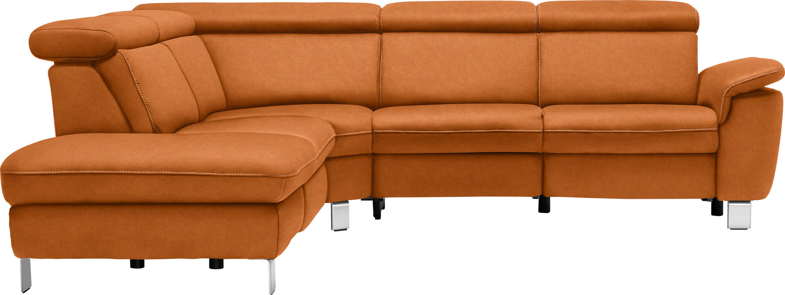 ECKSOFA in Flachgewebe, Mikrofaser Terracotta  - Beige/Terracotta, Design, Textil/Metall (239/271cm) - Cantus
