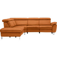 ECKSOFA in Flachgewebe, Mikrofaser Terracotta  - Beige/Terracotta, Design, Textil/Metall (239/271cm) - Cantus