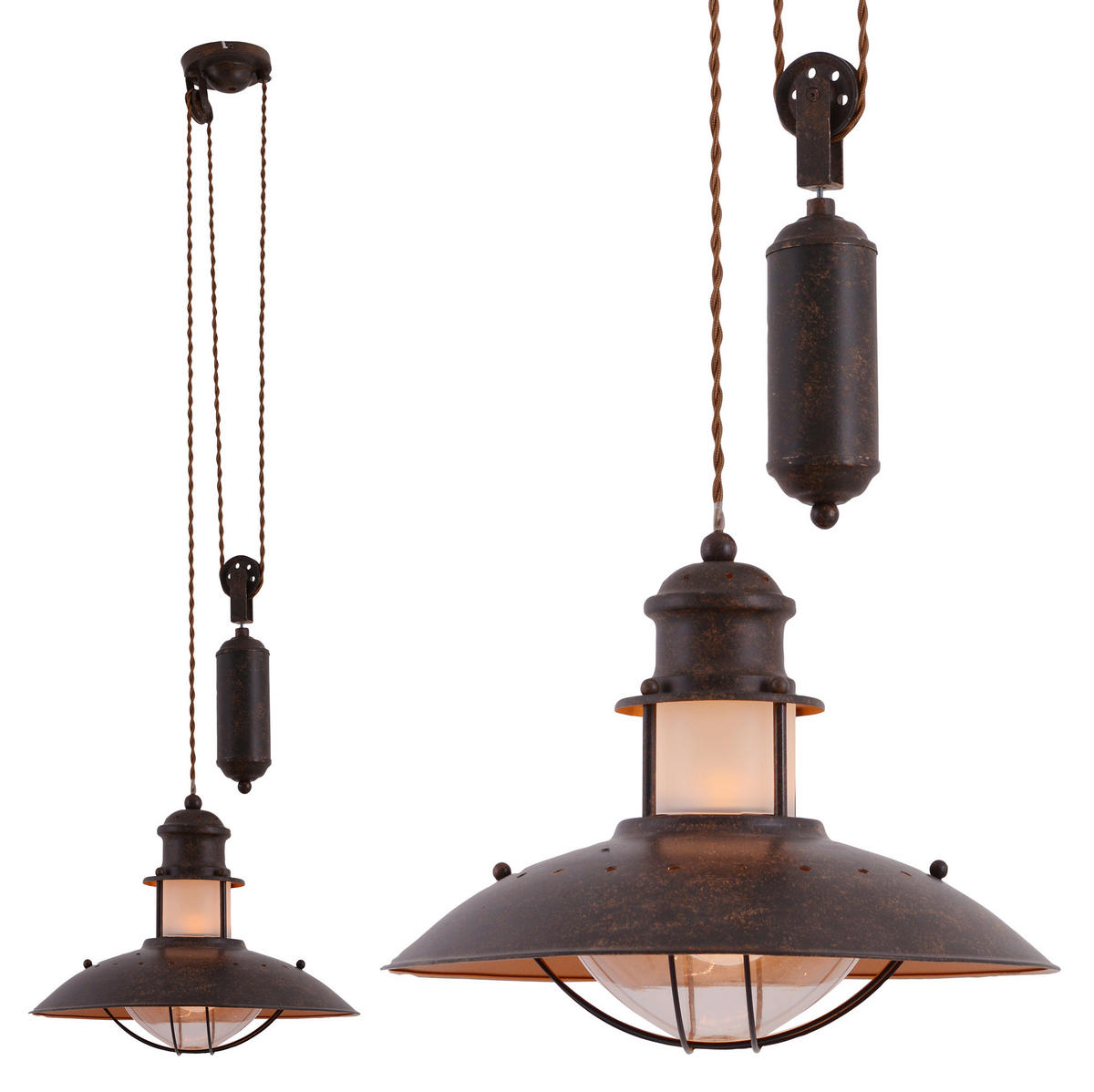 HÄNGELEUCHTE Cottage 35/150 cm   - Braun, KONVENTIONELL, Kunststoff/Metall (35/150cm) - Näve