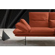 ECKSOFA in Echtleder Orange  - Schwarz/Orange, Design, Leder/Metall (210/130cm) - Dieter Knoll