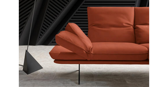 ECKSOFA in Echtleder Orange  - Schwarz/Orange, Design, Leder/Metall (210/130cm) - Dieter Knoll