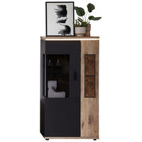 HIGHBOARD Graphitfarben, Eichefarben  75/146/37 cm  - couleur graphite/couleur de chêne, Modern, métal/verre (75/146/37cm) - Stylife