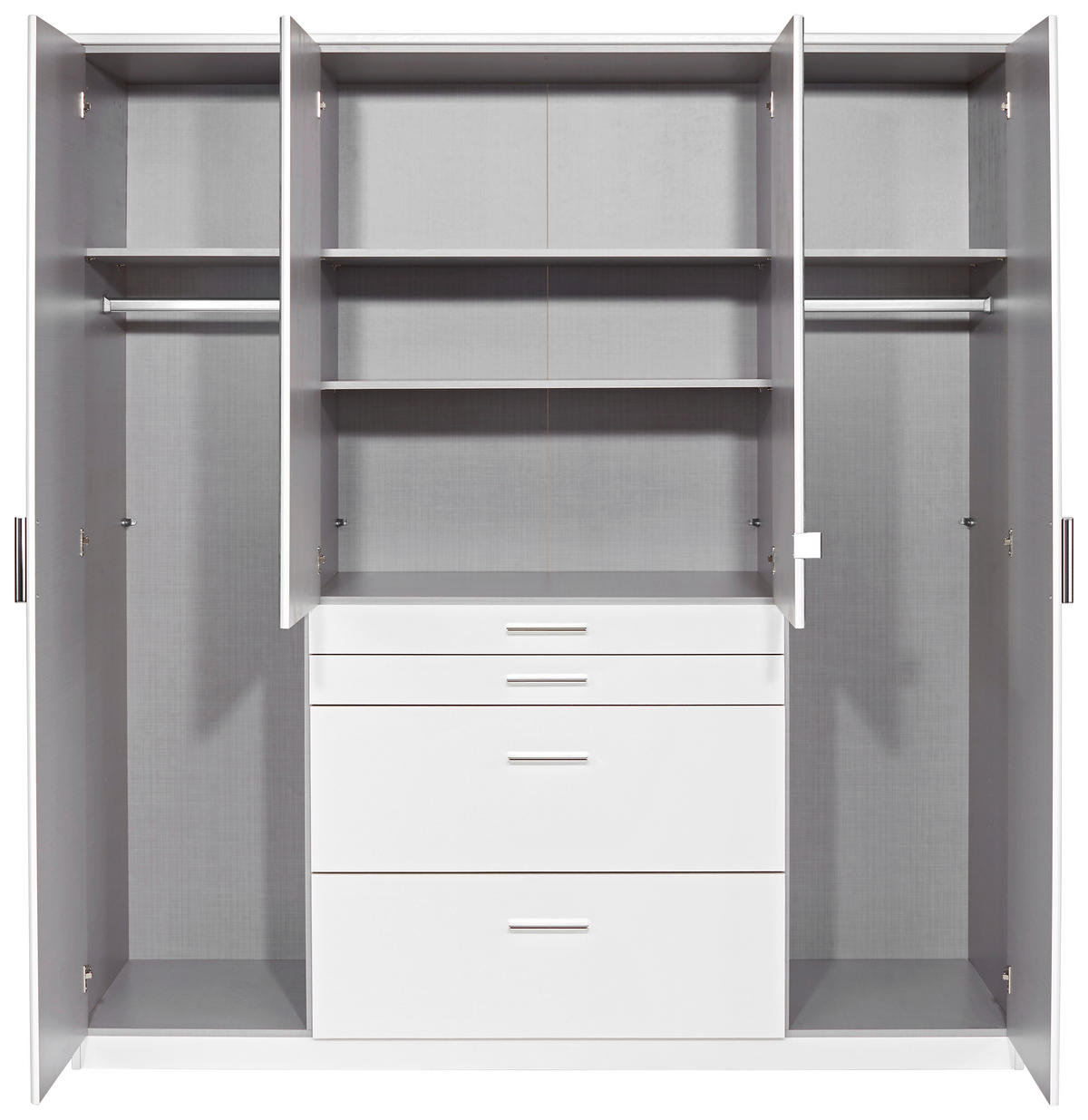 KLEIDERSCHRANK 180/198/58 cm Weiß  - Alufarben/Weiß, KONVENTIONELL, Holzwerkstoff/Kunststoff (180/198/58cm) - MID.YOU